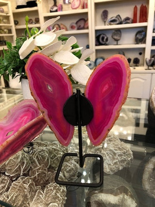 Pink Butterfly, On Metal Stand, Pinl Agate, Healing Crystal, Home Decor, Gift (21)