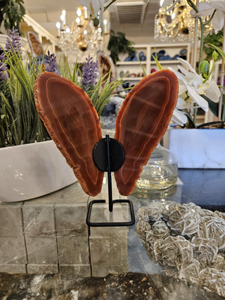 Butterfly Agate, Orange Agate, on Metal Stand, Healing Crystal, Home Decor, Gift (68)