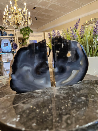 YES - Blue Bookends, Agate Bookends, Crystal Bookends, Healing Crystal, Home Decor, Gift (171)