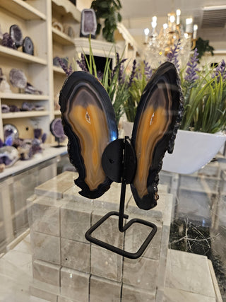 Butterfly Agate, Orange Agate, on Metal Stand, Healing Crystal, Home Decor, Gift  (91)
