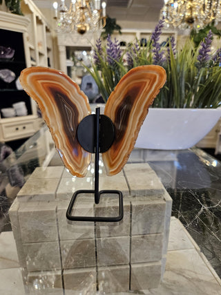 Butterfly Agate, Orange Agate, on Metal Stand, Healing Crystal, Home Decor, Gift  (95)