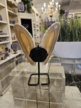 Butterfly Agate, Beige, on Metal Stand, Healing Crystal, Home Decor, Gift (94)