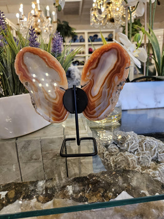 Butterfly Agate, Orange Agate, on Metal Stand, Healing Crystal, Home Decor, Gift (67)