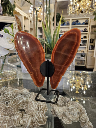 Butterfly Agate, Orange Agate, on Metal Stand, Healing Crystal, Home Decor, Gift (68)