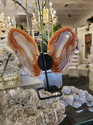Butterfly Agate, Orange Agate, on Metal Stand, Healing Crystal, Home Decor, Gift (67)