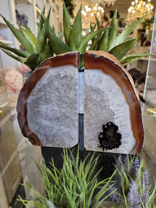 YES - Bookends, Browns, Caramel, White,, Orange,, Agate Bookends, White Crystal, Healing Crystal, Home Decor, Gift (76)
