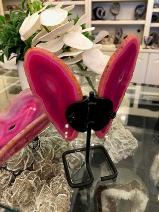 Pink Butterfly, On Metal Stand, Pinl Agate, Healing Crystal, Home Decor, Gift (21)