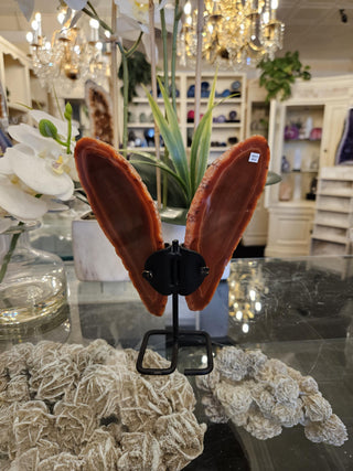 Butterfly Agate, Orange Agate, on Metal Stand, Healing Crystal, Home Decor, Gift (68)