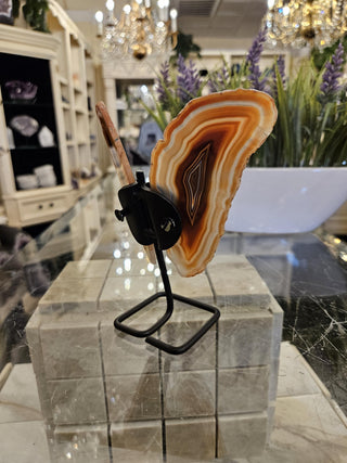 Butterfly Agate, Orange Agate, on Metal Stand, Healing Crystal, Home Decor, Gift  (95)