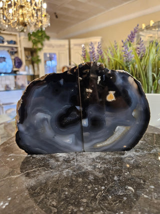 YES - Blue Bookends, Agate Bookends, Crystal Bookends, Healing Crystal, Home Decor, Gift (171)
