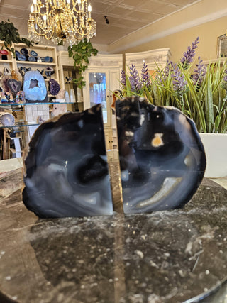 YES - Blue Bookends, Agate Bookends, Crystal Bookends, Healing Crystal, Home Decor, Gift (171)
