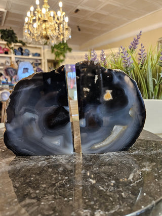 YES - Blue Bookends, Agate Bookends, Crystal Bookends, Healing Crystal, Home Decor, Gift (171)