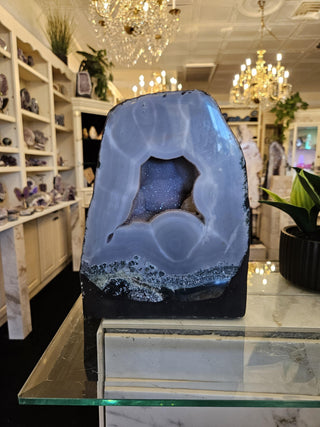 Druzy Agate, Blue Gray Geode, Sparkly Geode, Healing Crystal, Home Decor, Gift (61a)