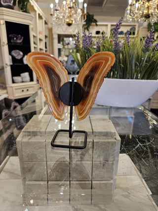 Butterfly Agate, Orange Agate, on Metal Stand, Healing Crystal, Home Decor, Gift  (95)