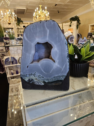 Druzy Agate, Blue Gray Geode, Sparkly Geode, Healing Crystal, Home Decor, Gift (61a)