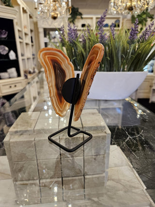 Butterfly Agate, Orange Agate, on Metal Stand, Healing Crystal, Home Decor, Gift  (95)