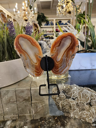 Butterfly Agate, Orange Agate, on Metal Stand, Healing Crystal, Home Decor, Gift (67)