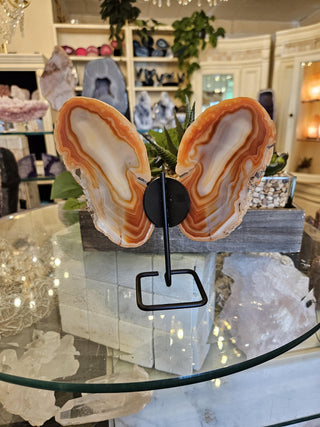 Butterfly Agate, Orange Agate, on Metal Stand, Healing Crystal, Home Decor, Gift (67)