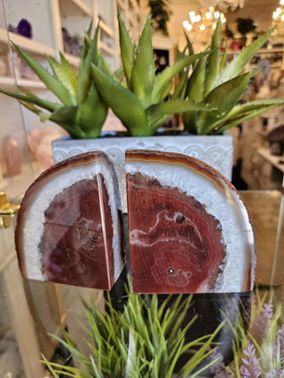 YES - Bookends, Browns, Caramel, White,, Orange,, Agate Bookends, White Crystal, Healing Crystal, Home Decor, Gift (77)