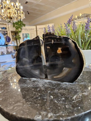 YES - Blue Bookends, Agate Bookends, Crystal Bookends, Healing Crystal, Home Decor, Gift (171)