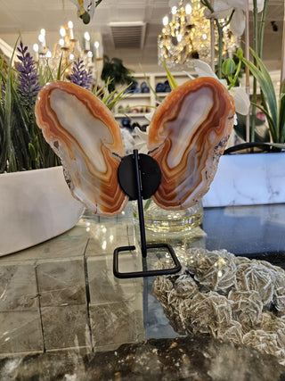 Butterfly Agate, Orange Agate, on Metal Stand, Healing Crystal, Home Decor, Gift (67)