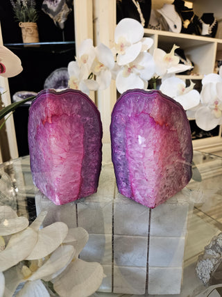 Pink Bookends, Agate Bookends, Crystal Bookends, Healing Crystal, Home Decor, Gift (149)