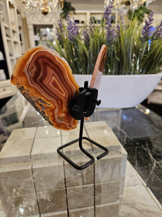 Butterfly Agate, Orange Agate, on Metal Stand, Healing Crystal, Home Decor, Gift  (96)