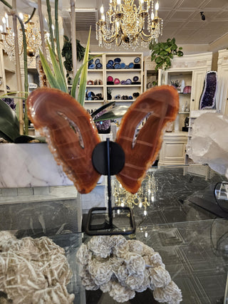 Butterfly Agate, Orange Agate, on Metal Stand, Healing Crystal, Home Decor, Gift (71)