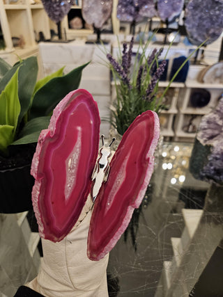 Agate Butterfly, Pink, Gray, Butterfly, Healing Crystal, Home Decor, Gift (37)