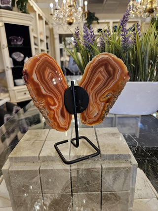 Butterfly Agate, Orange Agate, on Metal Stand, Healing Crystal, Home Decor, Gift  (96)