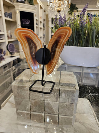 Butterfly Agate, Orange Agate, on Metal Stand, Healing Crystal, Home Decor, Gift  (95)
