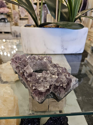 Candle Holder, Amethyst, Amethyst Cluster, Healing Crystal,  Home Decor, Gift (87a)