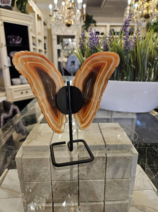Butterfly Agate, Orange Agate, on Metal Stand, Healing Crystal, Home Decor, Gift  (95)