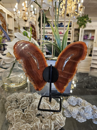 Butterfly Agate, Orange Agate, on Metal Stand, Healing Crystal, Home Decor, Gift (71)
