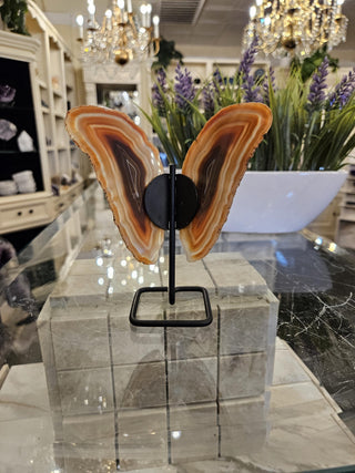 Butterfly Agate, Orange Agate, on Metal Stand, Healing Crystal, Home Decor, Gift  (95)