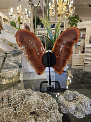Butterfly Agate, Orange Agate, on Metal Stand, Healing Crystal, Home Decor, Gift (71)