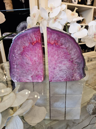 Pink Bookends, Agate Bookends, Crystal Bookends, Healing Crystal, Home Decor, Gift (149)