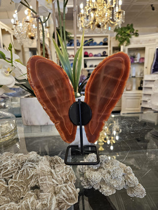 Butterfly Agate, Orange Agate, on Metal Stand, Healing Crystal, Home Decor, Gift (68)
