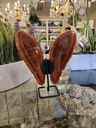 Butterfly Agate, Orange Agate, on Metal Stand, Healing Crystal, Home Decor, Gift (68)