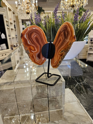 Butterfly Agate, Orange Agate, on Metal Stand, Healing Crystal, Home Decor, Gift  (96)