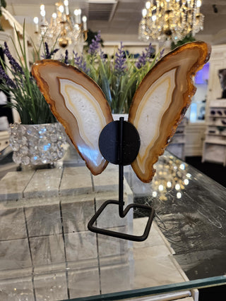 Butterfly Agate, White and Orange, on Metal Stand, Healing Crystal, Home Decor, Gift  (92)