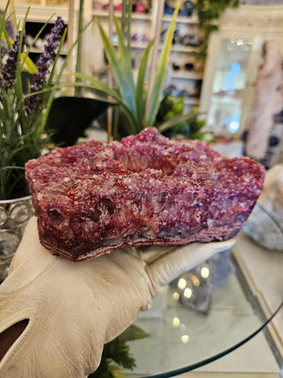 Beautiful Red Velvet Candle, Amethyst Candle, Healing Crystal, Home Decor, Gift (168)