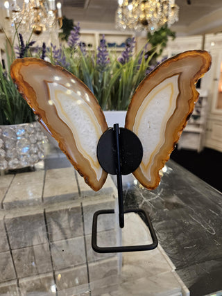 Butterfly Agate, White and Orange, on Metal Stand, Healing Crystal, Home Decor, Gift  (92)