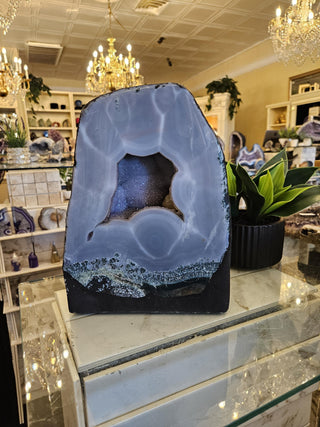 Druzy Agate, Blue Gray Geode, Sparkly Geode, Healing Crystal, Home Decor, Gift (61a)