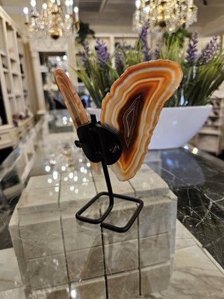 Butterfly Agate, Orange Agate, on Metal Stand, Healing Crystal, Home Decor, Gift  (95)
