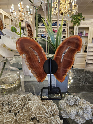 Butterfly Agate, Orange Agate, on Metal Stand, Healing Crystal, Home Decor, Gift (71)