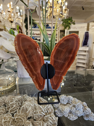Butterfly Agate, Orange Agate, on Metal Stand, Healing Crystal, Home Decor, Gift (68)