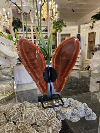 Butterfly Agate, Orange Agate, on Metal Stand, Healing Crystal, Home Decor, Gift (68)