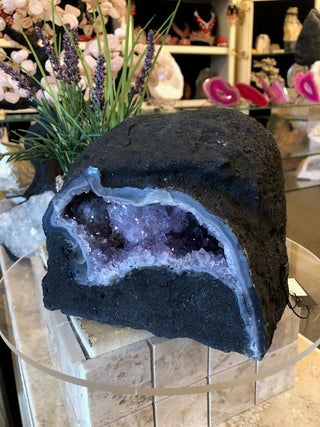 Amethyst Geode.  Amethyst Cave. Crystal Decor.