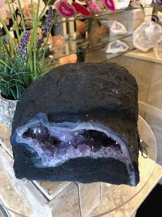 Amethyst Geode.  Amethyst Cave. Crystal Decor.
